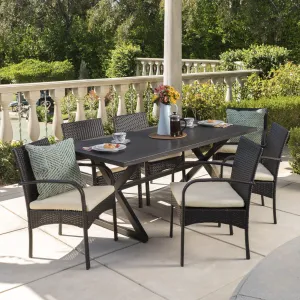 Outdoor 7 Piece Brown Aluminum Dining Set with Multi-brown Chairs - NH015203 Outdoor 7 Piece Brown Aluminum Dining Set with Multi-brown Chairs - NH015203 patio chairs, outdoor seating
