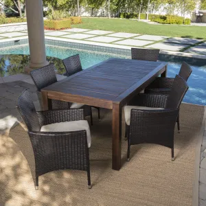 Outdoor 7 Piece Dining Set with Dark Brown Finished Wood Table and  Chairs - NH152203 patio chairs, outdoor seating