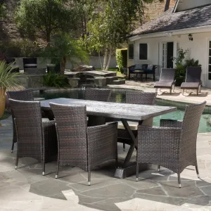 Outdoor 7 Piece Lightweight Concrete Dining Set - NH019592 patio chairs, outdoor seating