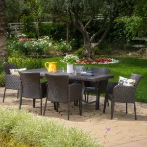 Outdoor 7-Piece Multi-brown Wicker Dining Set - NH255003 patio chairs, outdoor seating
