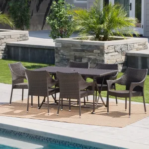 Outdoor 7 Piece Multi-brown Wicker Dining Set - NH710203 patio chairs, outdoor seating