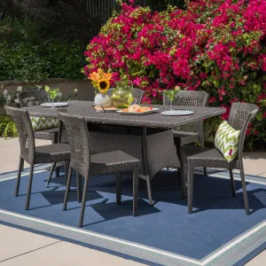 Outdoor 7 Piece Wicker Dining Set, Grey - NH315403 patio chairs, outdoor seating