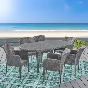 Outdoor 7 Piece Wicker Dining Set, Grey - NH325403 patio chairs, outdoor seating