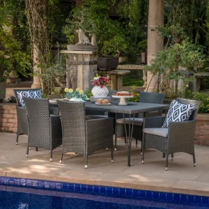 Outdoor 7 Piece Wicker Dining Set with Water Resistant Cushions - NH381203 patio chairs, outdoor seating
