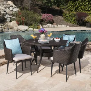 Outdoor 7 Piece Wicker Hexagon Dining Set with Water Resistant Cushions - NH071403 patio chairs, outdoor seating