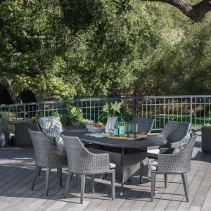 Outdoor 7 Piece Wicker Oval Dining Set - NH464203 patio chairs, outdoor seating