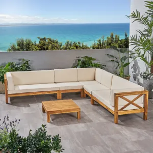 Outdoor 7 Seater Acacia Wood Sectional Sofa Set - NH034803 patio chairs, outdoor seating