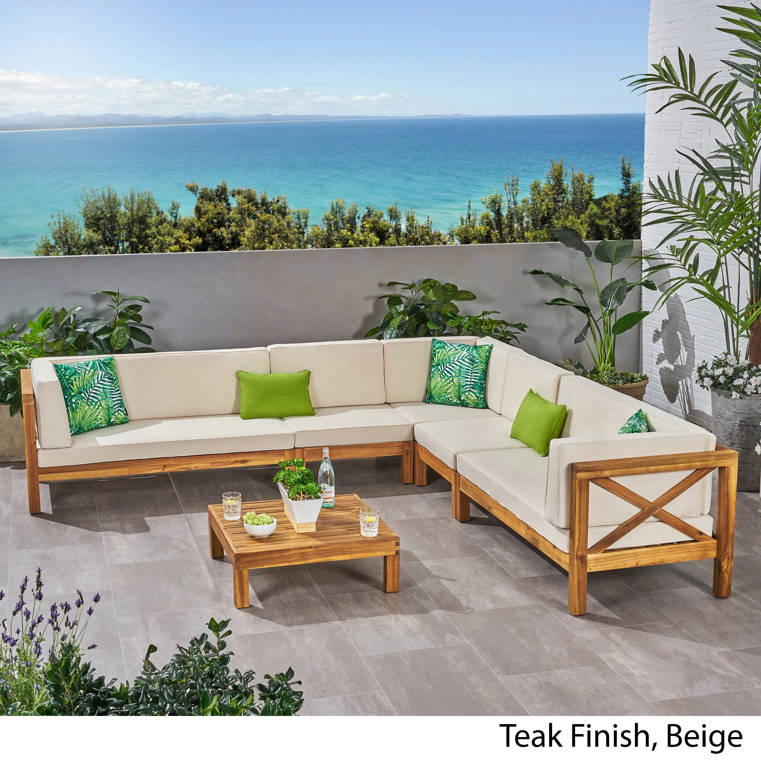 Outdoor 7 Seater Acacia Wood Sectional Sofa Set - NH034803