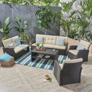 Outdoor 7 Seater Wicker Chat Set - NH381503 patio chairs, outdoor seating