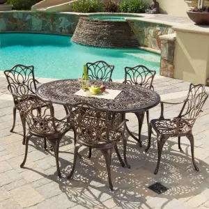 Outdoor 7pc Cast Aluminum Dining Set - NH884032 patio chairs, outdoor seating