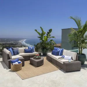 Outdoor 8 Piece Wicker Sofa Set with Water Resistant Cushions - NH567103 patio chairs, outdoor seating