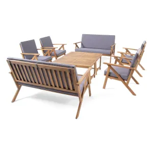 Outdoor 8 Seater Acacia Wood Chat Set with Coffee Table - NH326213 patio chairs, outdoor seating