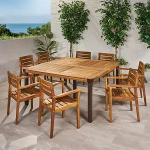 Outdoor 8 Seater Acacia Wood Dining Set - NH390013 patio chairs, outdoor seating