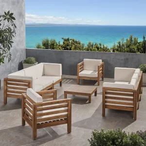 Outdoor 8 Seater Acacia Wood Sofa and Club Chair Set - NH964803 patio chairs, outdoor seating