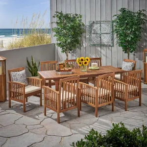 Outdoor 8 Seater Expandable Acacia Wood Dining Set - NH186903 patio chairs, outdoor seating