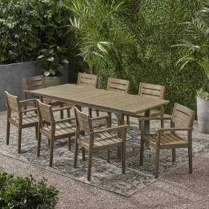 Outdoor 8 Seater Expandable Acacia Wood Dining Set - NH686903 patio chairs, outdoor seating