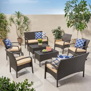 Outdoor 8 Seater Wicker Chat Set with Cushions - NH409903 patio chairs, outdoor seating