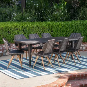 Outdoor 9 Piece Wicker Dining Set, Multibrown - NH047403 patio chairs, outdoor seating