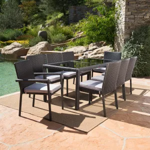 Outdoor 9 Piece Wicker Rectangular Dining Set - NH492203 patio chairs, outdoor seating