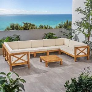 Outdoor 9 Seater Acacia Wood Sectional Sofa Set - NH534803 patio chairs, outdoor seating