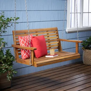 Outdoor Aacia Wood Porch Swing - NH838903 patio chairs, outdoor seating