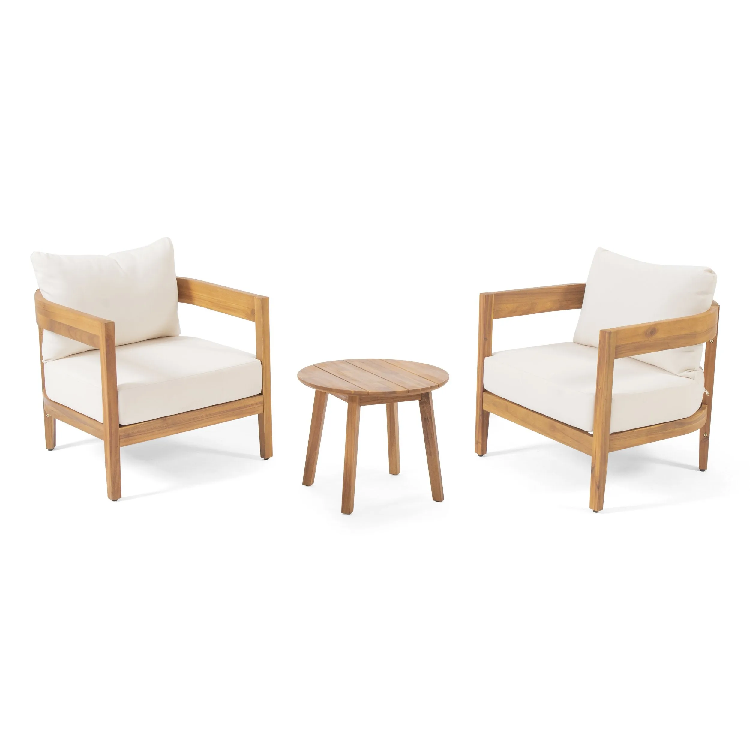 Outdoor Acacia Wood 2 Seater Chat Set with Cushions - NH893213