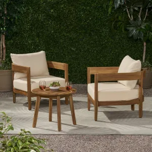 Outdoor Acacia Wood 2 Seater Chat Set with Cushions - NH893213 patio chairs, outdoor seating