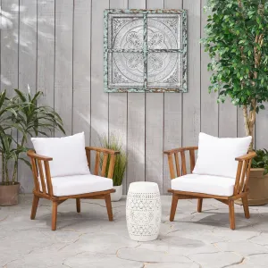 Outdoor Acacia Wood 2 Seater Club Chairs and Side Table Set - NH626903 patio chairs, outdoor seating