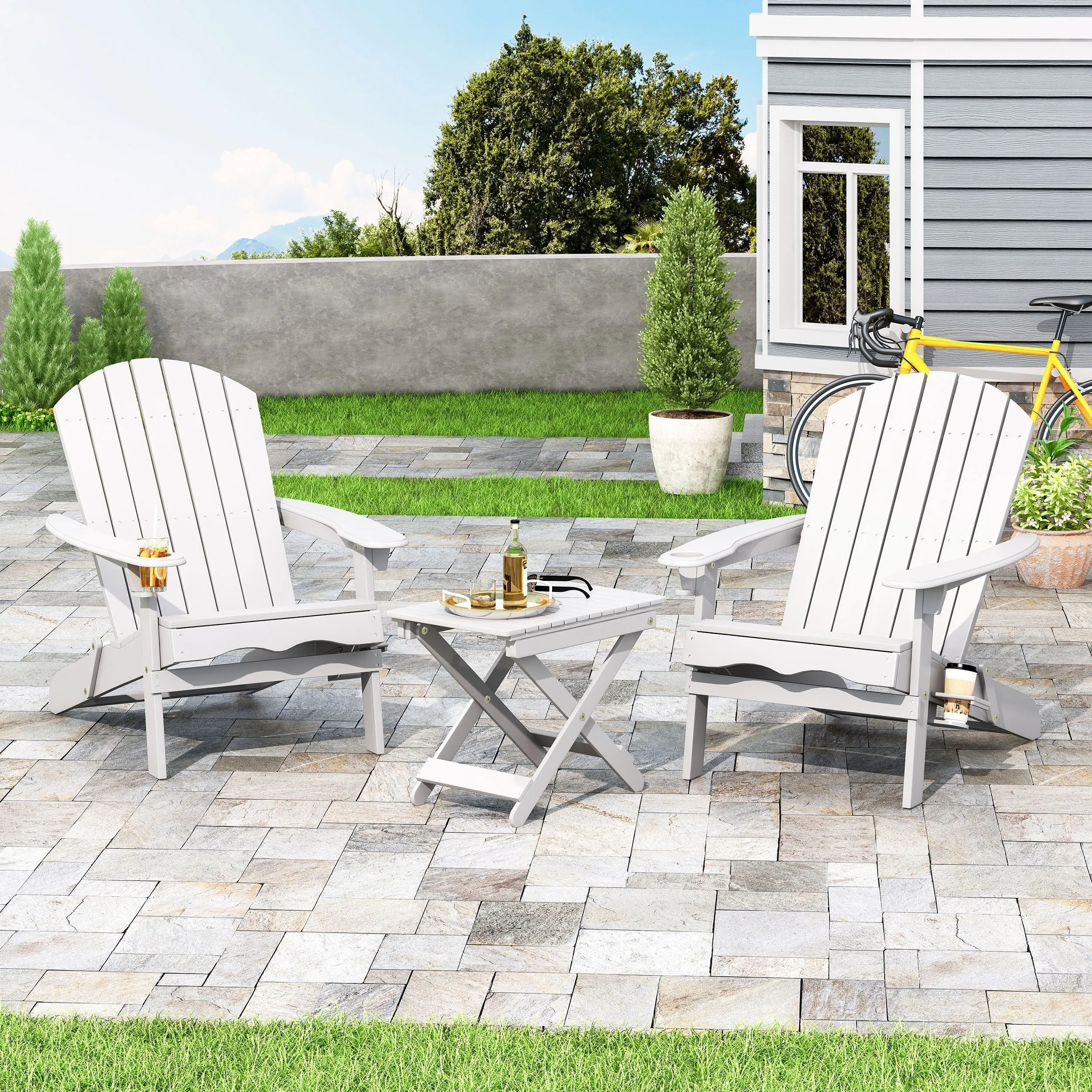 Outdoor Acacia Wood 2 Seater Folding Chat Set - NH358213