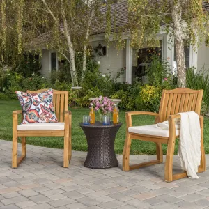 Outdoor Acacia Wood 3 Piece Chat Set with Wicker Table - NH924992 patio chairs, outdoor seating