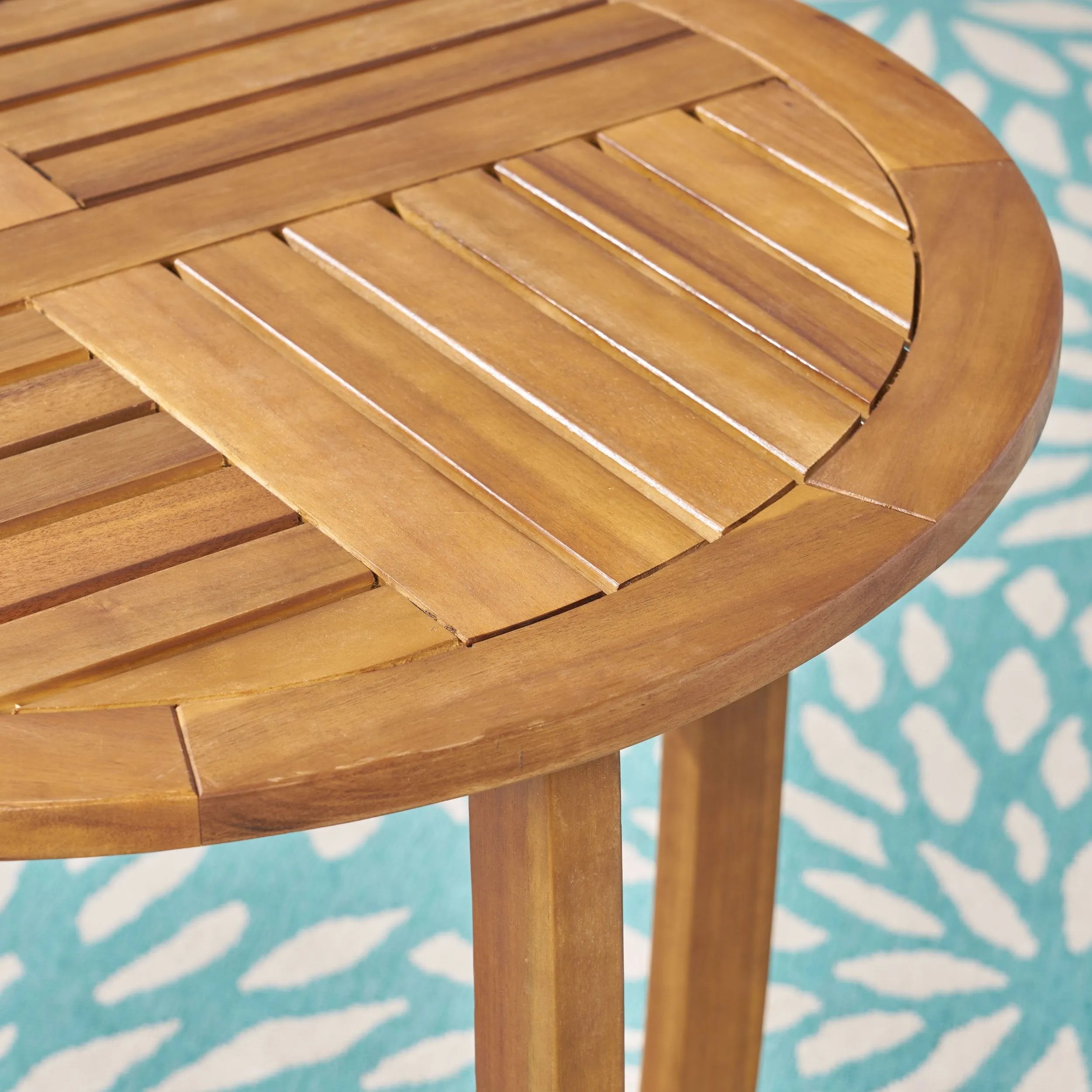Outdoor Acacia Wood 3 Piece Dining Set with Mesh Seats - NH259603