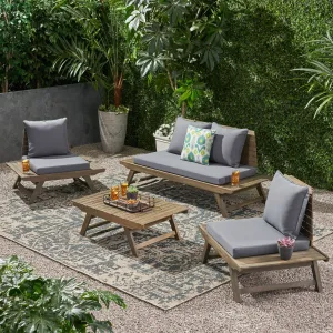 Outdoor Acacia Wood 4 Seater Chat Set - NH166903 patio chairs, outdoor seating