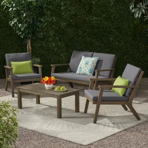 Outdoor Acacia Wood 4 Seater Chat Set with Cushions - NH051213 patio chairs, outdoor seating