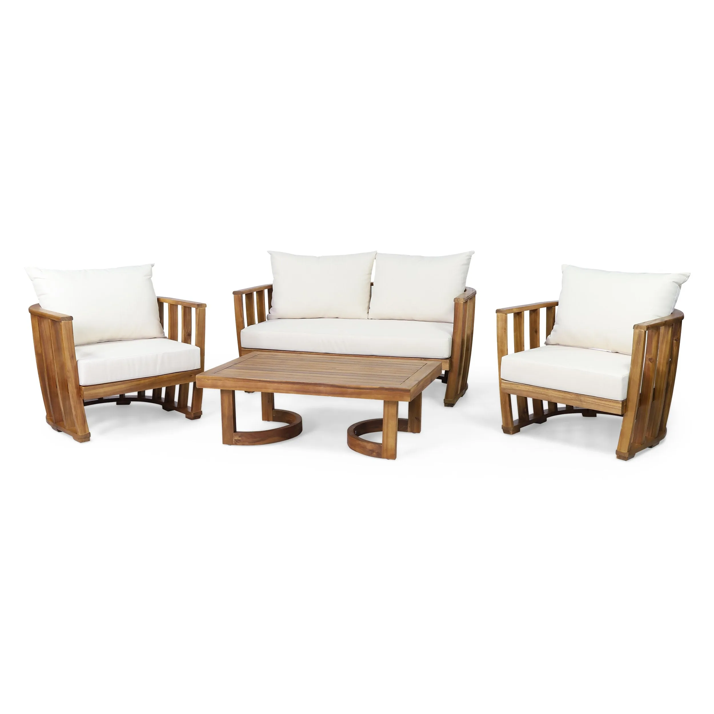 Outdoor Acacia Wood 4 Seater Chat Set with Cushions - NH479313 patio chairs, outdoor seating