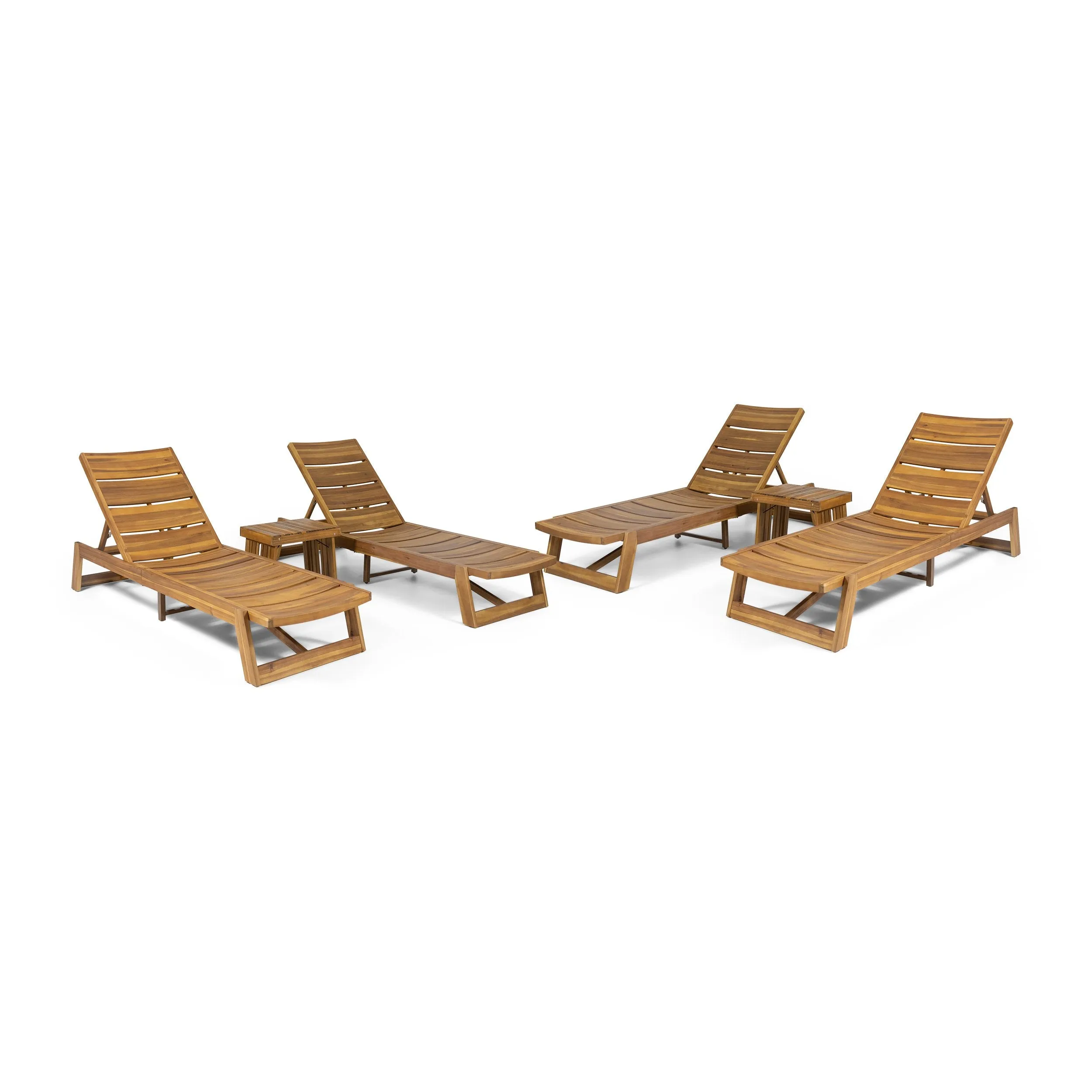 Outdoor Acacia Wood 6 Piece Chaise Lounge Set - NH137213 patio chairs, outdoor seating