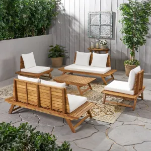 Outdoor Acacia Wood 6 Seater Chat Set - NH866903 patio chairs, outdoor seating