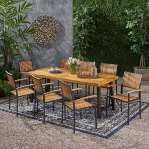 Outdoor Acacia Wood 8 Seater Dining Set - NH336903 patio chairs, outdoor seating