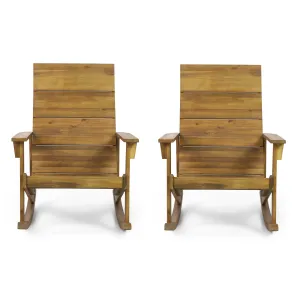 Outdoor Acacia Wood Adirondack Rocking Chair, Set of 2 - NH180413 patio chairs, outdoor seating