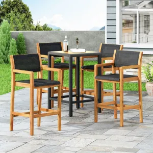 Outdoor Acacia Wood Barstools with Outdoor Mesh (Set of 4) - NH238213 patio chairs, outdoor seating