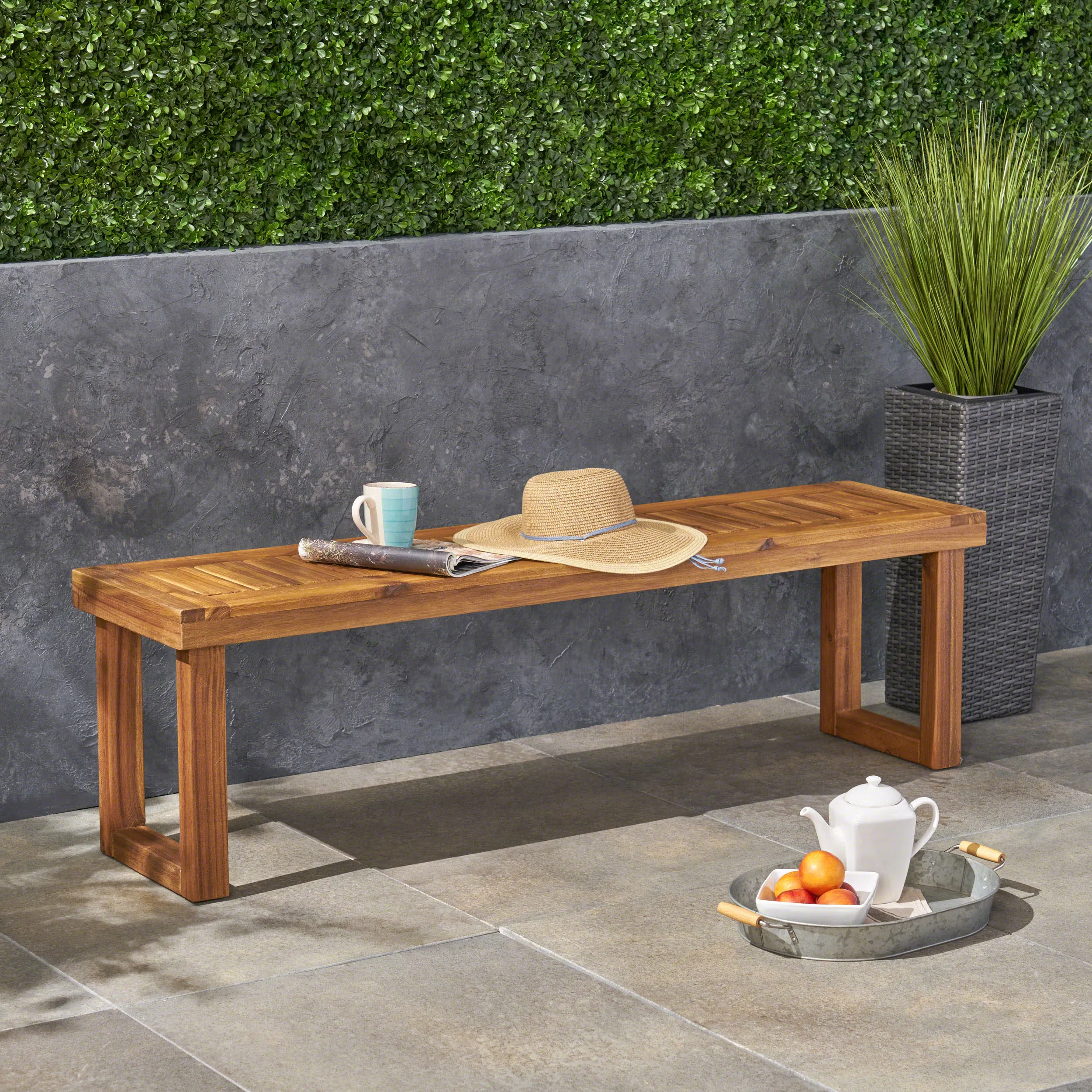 Outdoor Acacia Wood Bench - NH421603 patio chairs, outdoor seating
