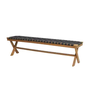 Outdoor Acacia Wood Bench with Rope Seating - NH404313 patio chairs, outdoor seating