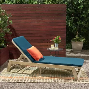 Outdoor Acacia Wood Chaise Lounge and Cushion Set - NH597903 patio chairs, outdoor seating