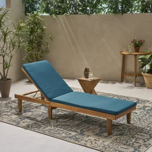 Outdoor Acacia Wood Chaise Lounge and Cushion Set - NH787903 patio chairs, outdoor seating