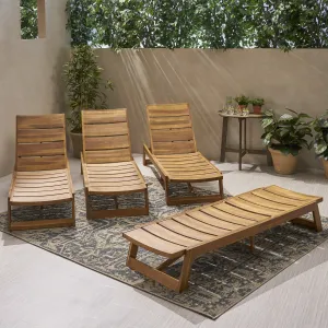 Outdoor Acacia Wood Chaise Lounge (Set of 4) - NH752013 patio chairs, outdoor seating