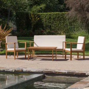 Outdoor Acacia Wood Chat Set w/ Water Resistant Cushions - NH031692 patio chairs, outdoor seating