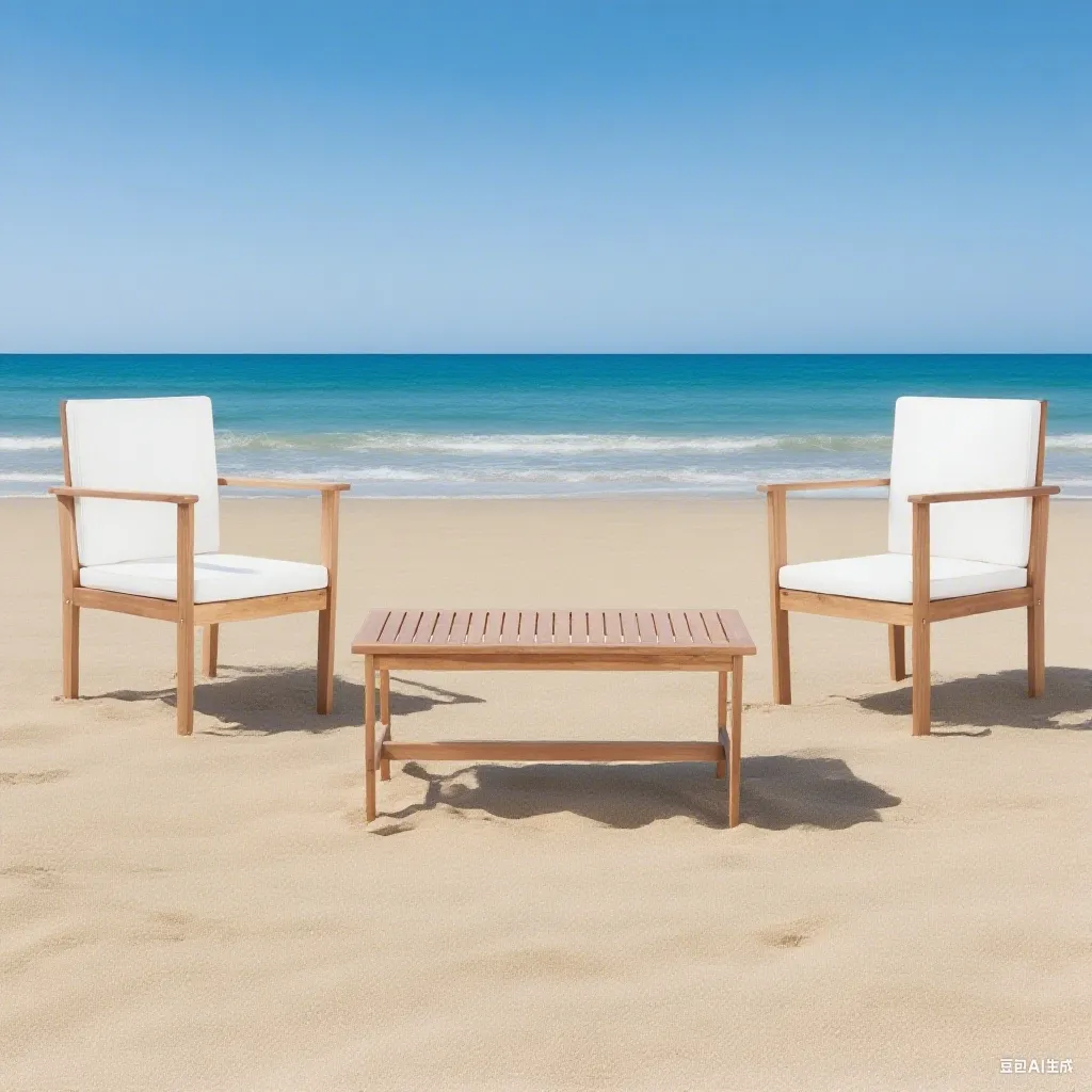 Outdoor Acacia Wood Club Chair and Coffee Table Set with Cushions patio chairs, outdoor seating