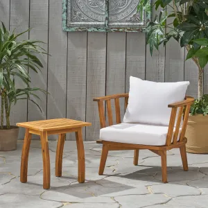 Outdoor Acacia Wood Club Chair and Side Table Set - NH326903 patio chairs, outdoor seating