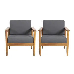 Outdoor Acacia Wood Club Chair (Set of 2) - NH916313 patio chairs, outdoor seating