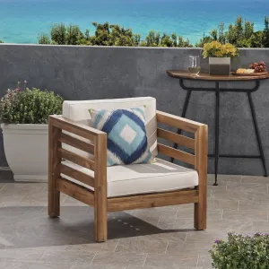 Outdoor Acacia Wood Club Chair with Cushion - NH363803 patio chairs, outdoor seating