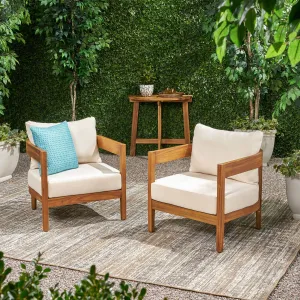 Outdoor Acacia Wood Club Chair with Cushions - NH593213 patio chairs, outdoor seating